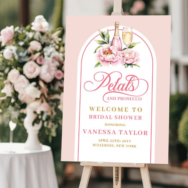Trendy petals and prosecco pink tone signage foam board (Trendy petals and prosecco pink tone signage)