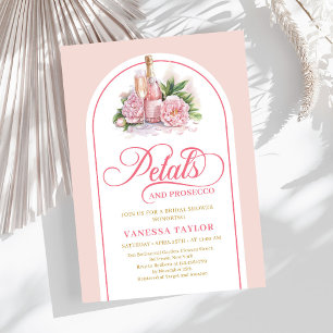 Trendy petals and prosecco watercolor bridal card