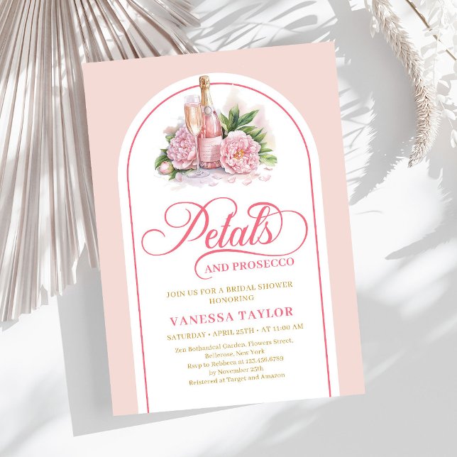 Trendy petals and prosecco watercolor bridal card (Trendy petals and prosecco watercolor bridal card)