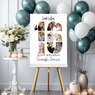 Trendy Photo Collage 16th Birthday Party Welcome Foam Board
