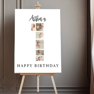 Trendy Photo Collage 1st Birthday Party Welcome Foam Board