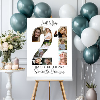 Trendy Photo Collage 21st Birthday Party Welcome Foam Board
