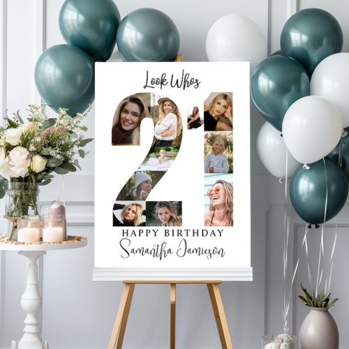 Trendy Photo Collage 21st Birthday Party Welcome Foam Board