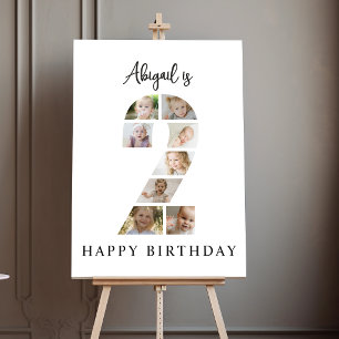 Trendy Photo Collage 2nd Birthday Party Welcome Foam Board