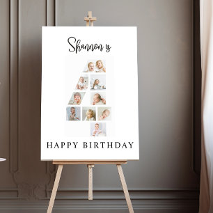 Trendy Photo Collage 4th Birthday Party Welcome Foam Board