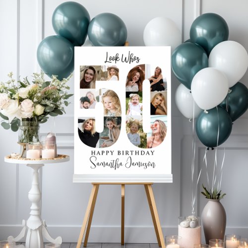 Trendy Photo Collage 50th Birthday Party Welcome Foam Board
