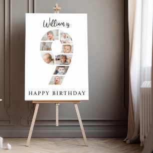 Trendy Photo Collage 9th Birthday Party Welcome Foam Board