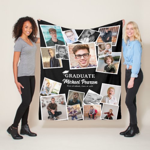 Trendy Photo Collage Graduation Keepsake Gift Fleece Blanket