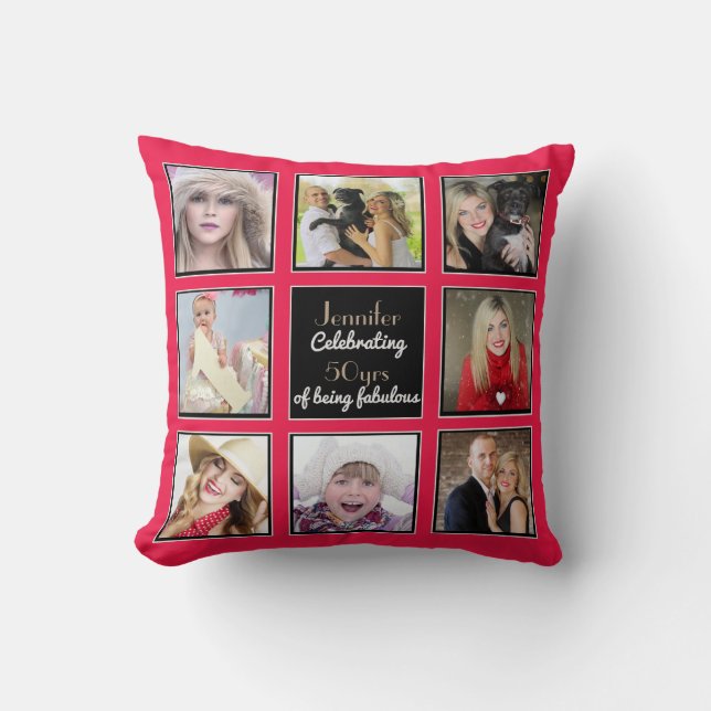 Trendy Photo Collage Pillow ANY EVENT Personalized (Front)