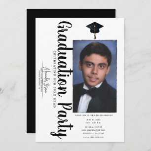 Trendy Photo Graduation Party Celebration BBQ Invitation