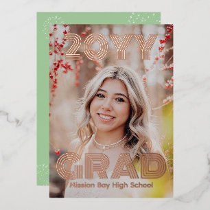 Trendy Photo Graduation Party Foil Invitation
