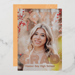 Trendy Photo Graduation Party Foil Invitation