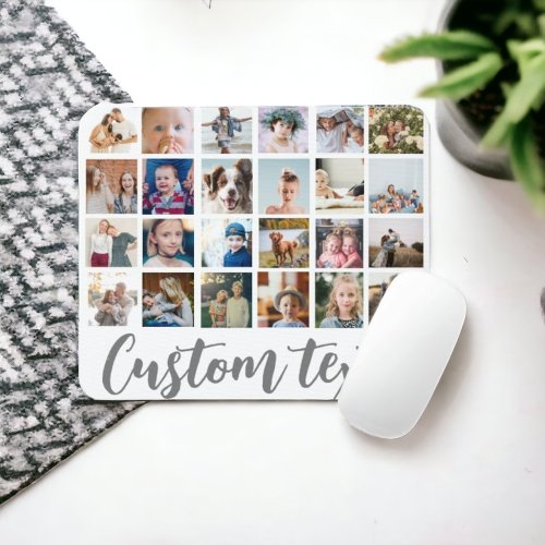 Trendy photo grid collage custom text  mouse pad