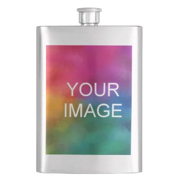 Trendy Photo Image Or Logo Best Dad Gift Template Flask by art_grande at Zazzle