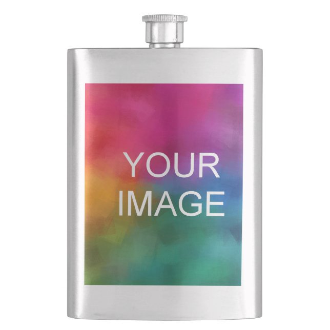 Trendy Photo Image Or Logo Best Dad Gift Template Flask (Front)