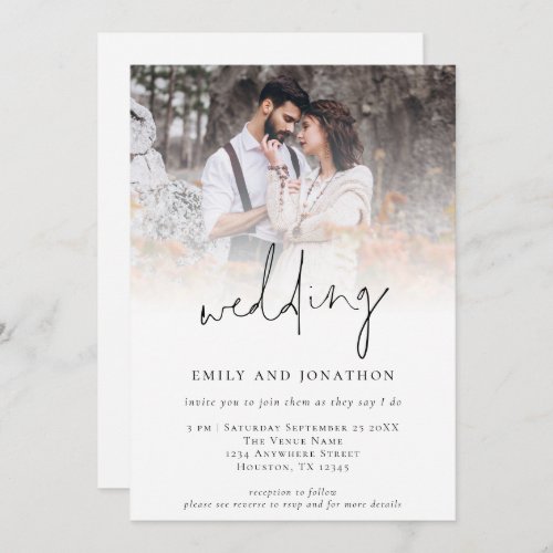 Trendy Photo QR Informal Script Wedding Invite