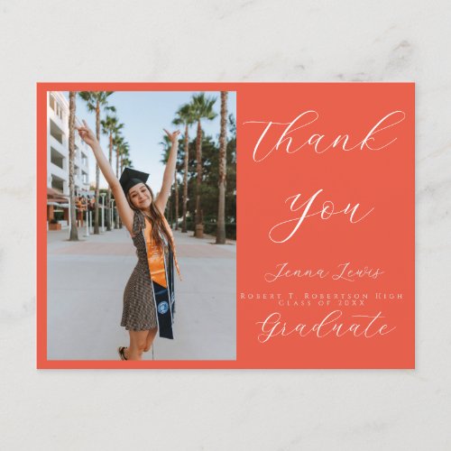 Trendy Photo Script Overlay Grad Thank You Postcard