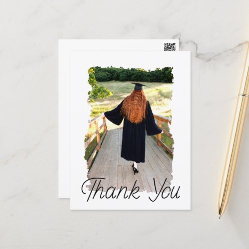 Trendy Photo Thank You Graduation Postcard