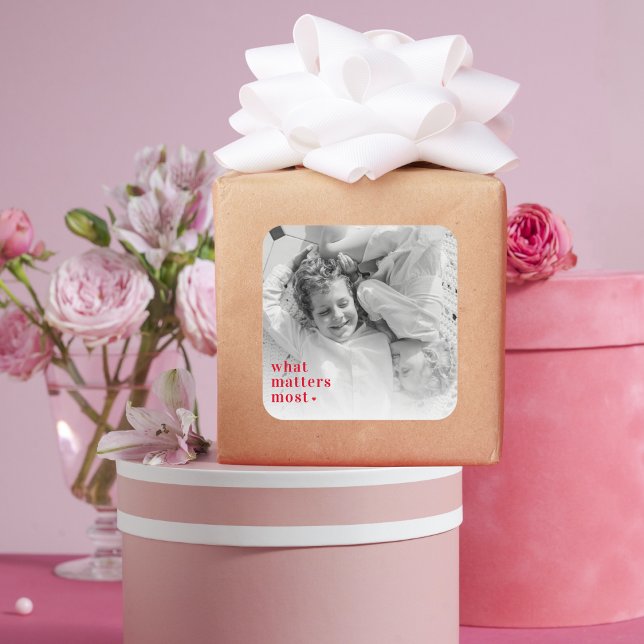 Trendy Photo & What Matters Most Positive RedQuote Square Sticker (Creator Uploaded)