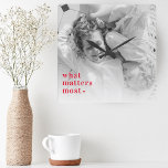 Trendy Photo & What Matters Most Positive RedQuote Square Wall Clock<br><div class="desc">Capture the essence of life's beautiful moments with our exclusive Trendy Photo & What Matters Most Positive Red products. Infuse positivity and style into your everyday life with this unique collection that seamlessly blends modern trends with timeless sentiments. Whether you're treating yourself or surprising a loved one, our Trendy Photo...</div>