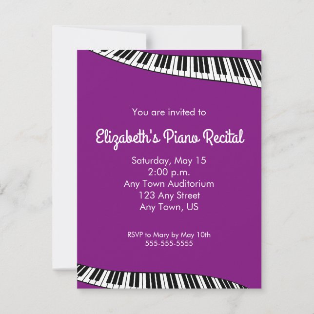 Trendy Piano Keyboard, Piano Recital Invitation (Front)
