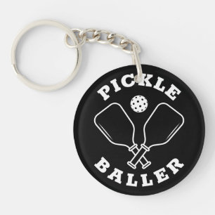 Trendy Pickle Baller Black Keychain