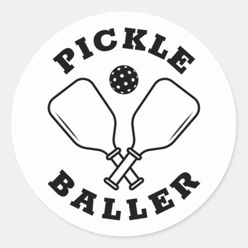 Trendy Pickle Baller Classic Round Sticker