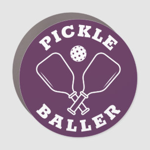Trendy Pickle Baller Deep Purple Round Magnet