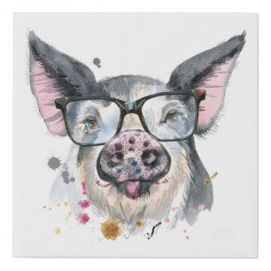 Trendy Pig Faux Canvas Print