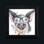 Trendy Pig Gift Box<br><div class="desc">This design features a cute watercolor pig wearing eyeglasses.</div>