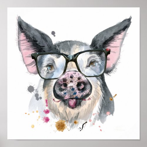 Trendy Pig Poster