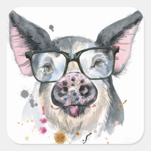 Trendy Pig Square Sticker