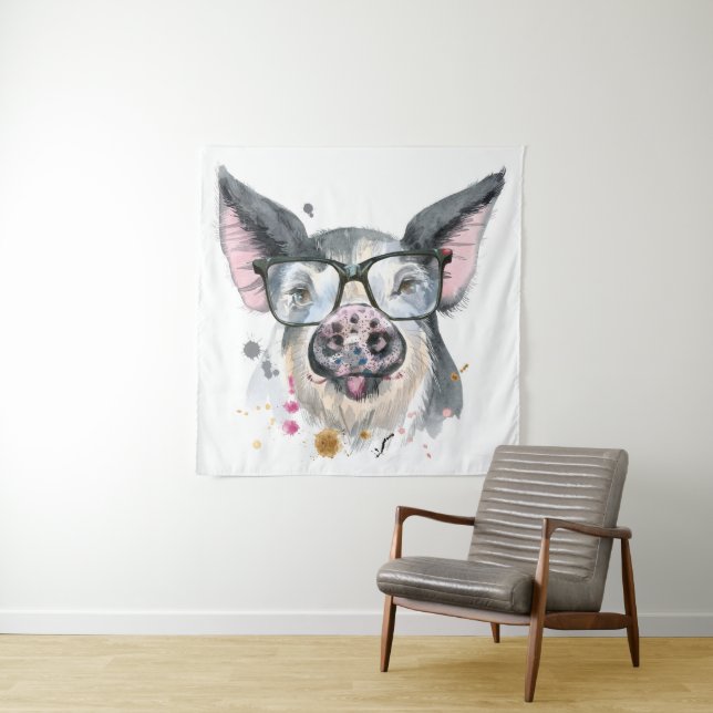 Trendy Pig Tapestry (In Situ)