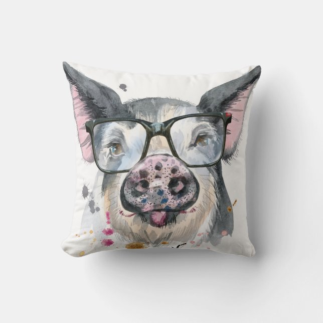 Trendy Pig Throw Pillow (Front)