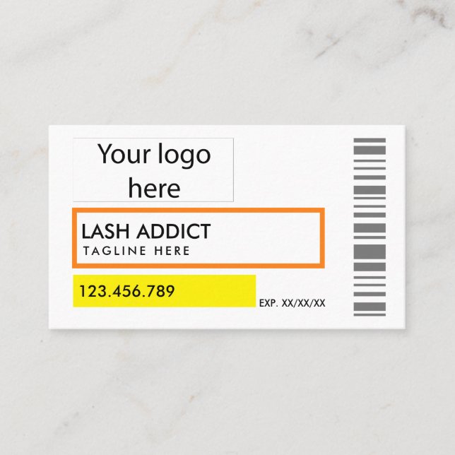 trendy pill bottle lashes package label business c card (Front)