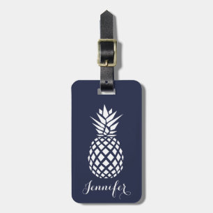 Trendy pineapple luggage tag editable background