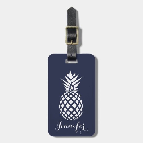 Trendy pineapple luggage tag  editable background