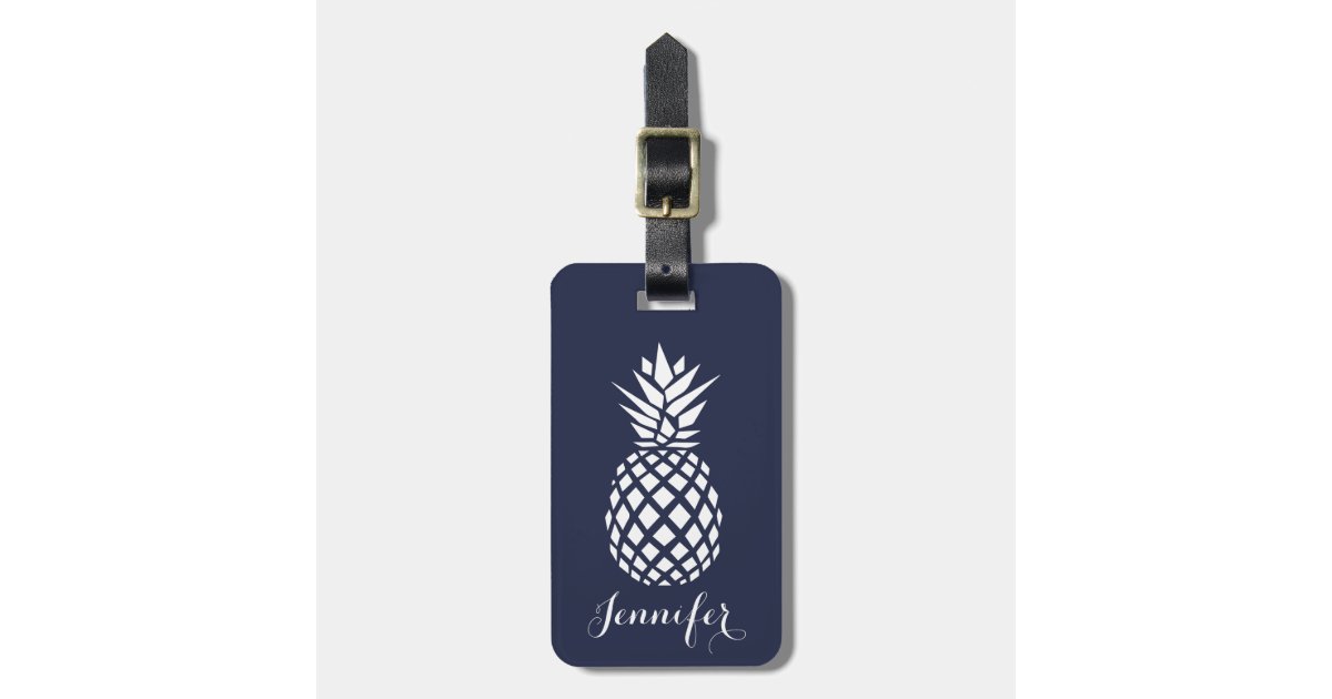 Trendy pineapple luggage tag | editable background | Zazzle