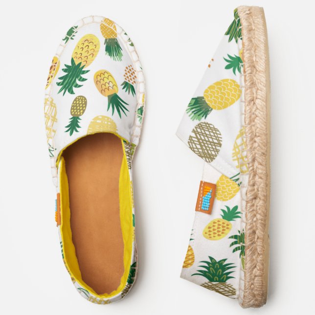 Trendy Pineapple Pattern | Add Your Name Espadrilles (Side)