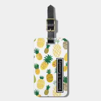 Trendy Pineapple Pattern | Add Your Name Luggage Tag