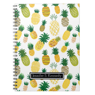 Trendy Pineapple Pattern | Add Your Name Notebook