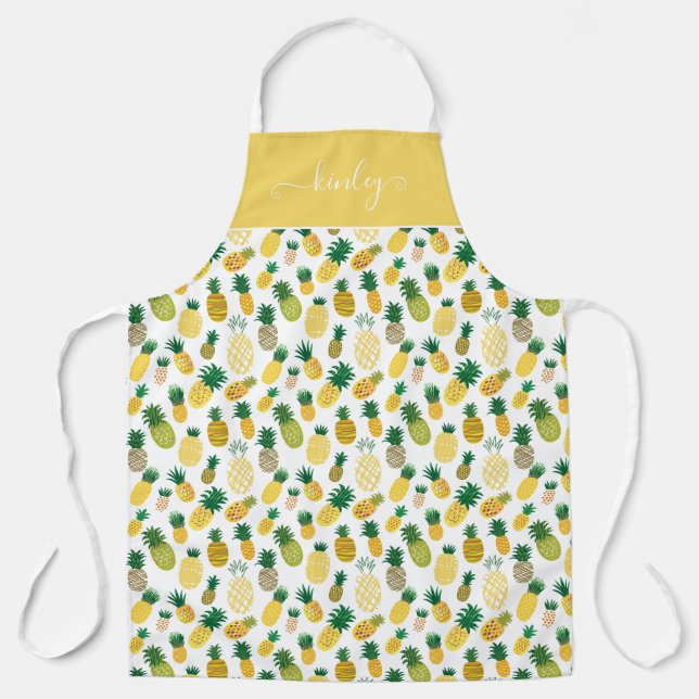 Trendy Pineapple Pattern Apron (Front)