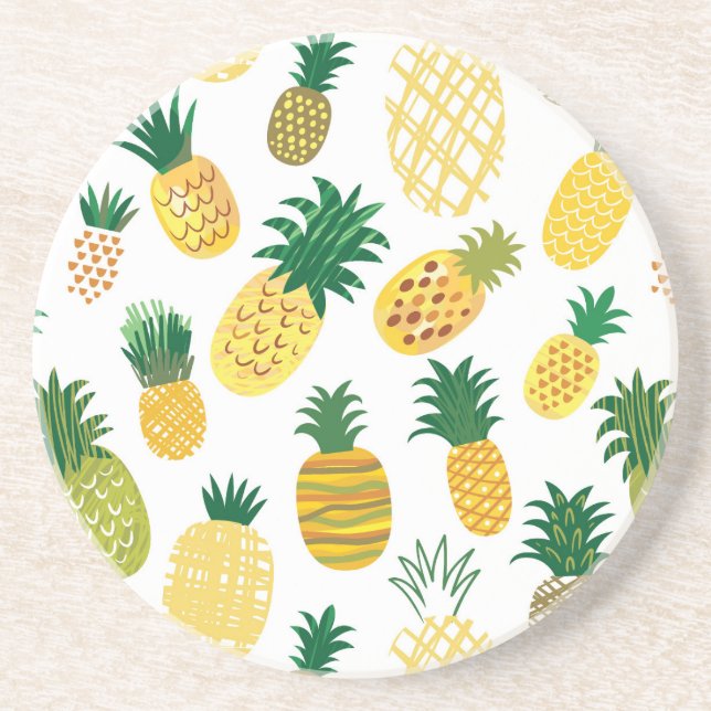 Trendy Pineapple Pattern Drink Coaster (Front)