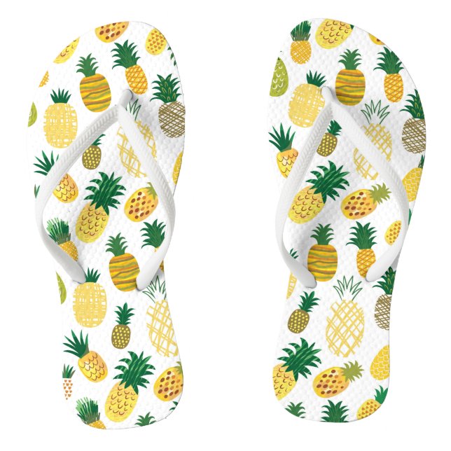 Trendy Pineapple Pattern Flip Flops (Footbed)