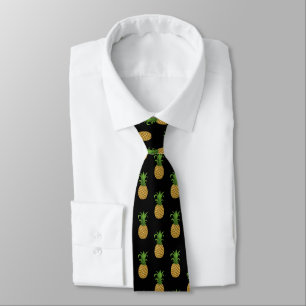 Trendy Pineapple Pattern on Black Tie