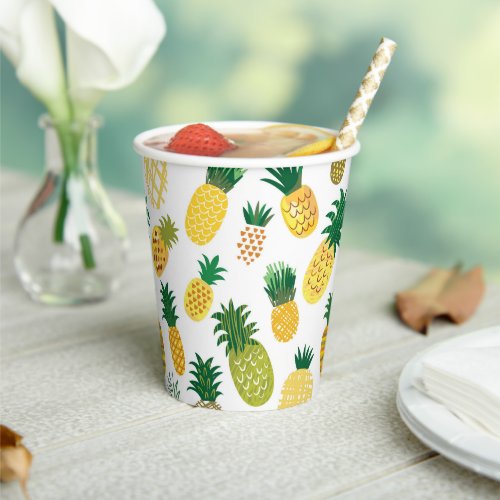 Trendy Pineapple Pattern Paper Cups