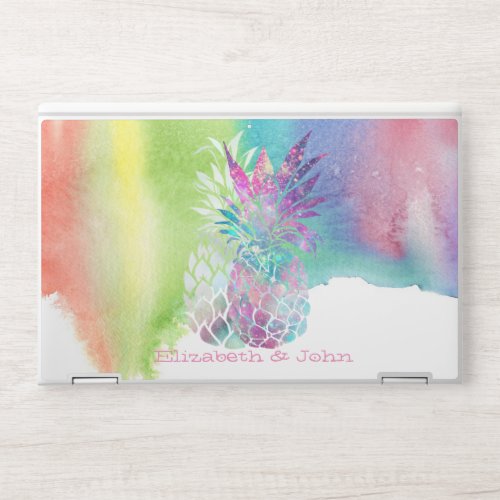 Trendy Pineapple Watercolor Paint Splash HP Laptop Skin