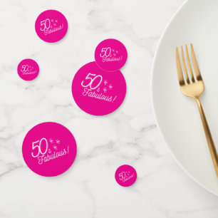 Trendy Pink 50 And Fabulous Birthday Confetti