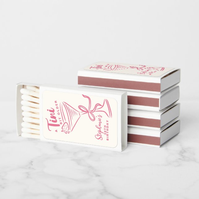 Trendy Pink A Tini Bit Older 30th Birthday Matchboxes (Stacked)