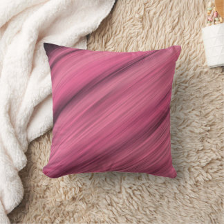 Trendy Pink and Black Diagonal Ombre Stripes Throw Pillow